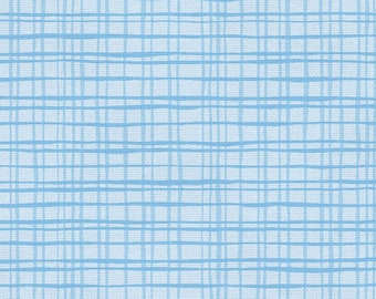 Light Blue Sketch Fabric, Paintbrush Studio Between The Lines 22954 Baby Blue, Hatch, Weave, Crosshatch Quilt Fabric by the Yard, Cotton