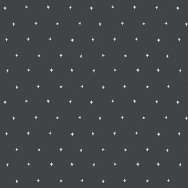 Gray & White Cross Fabric, Riley Blake Roar C12466 Charcoal, Gray Blender Quilt Fabric by the Yard, 100% Cotton