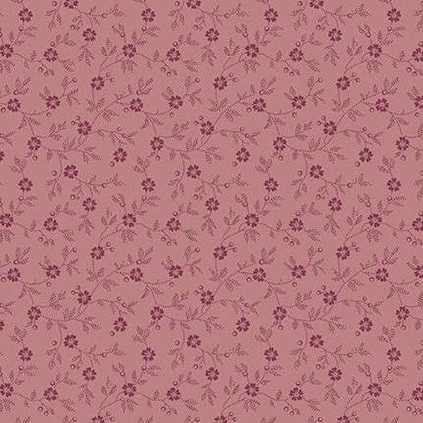 Dusty Pink Floral Fabric, Riley Blake Midnight Garden C12546 Dark Pink, Gerri Robinson, Ditsy Pink Floral Quilt Fabric by the Yard, Cotton