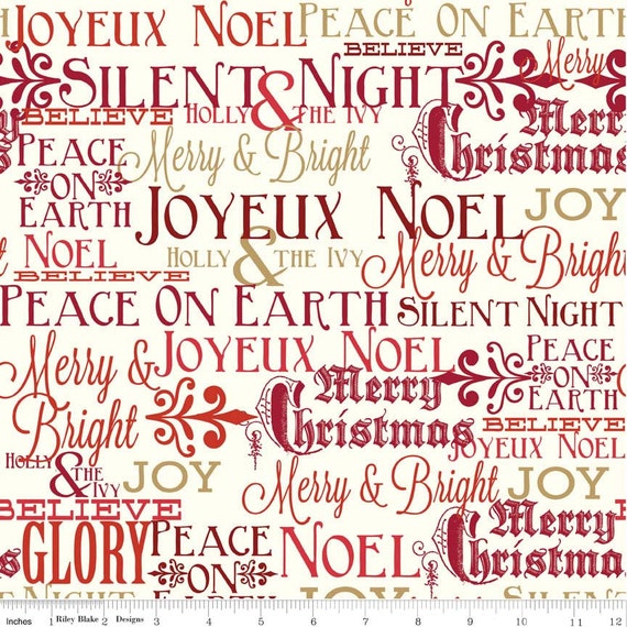 christmas words fabric riley blake postcard for santa c4751 etsy