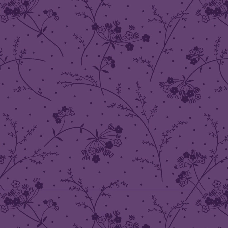 Tone on Tone Purple Floral Fabric, Maywood Studio KimberBell Basics 9394V, Purple Quilt Blender Fabric by the Yard, 100% Cotton image 1