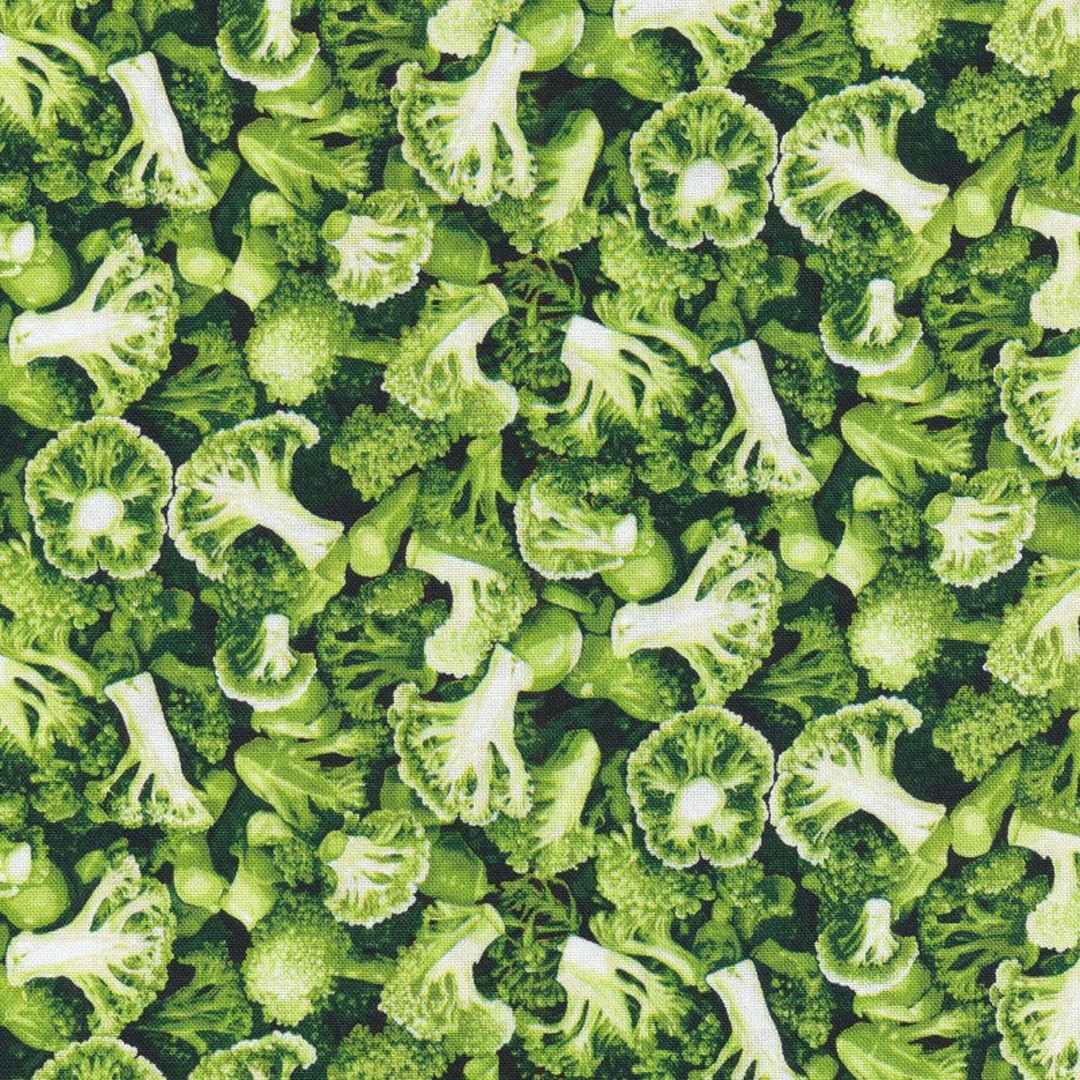 Realistic Broccoli Fabric, Vegetable Fabric, Paintbrush Studio Market