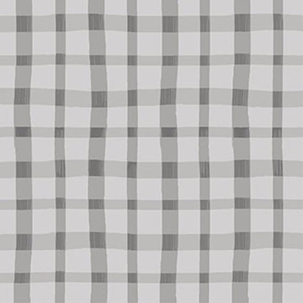 Tone on Tone Gray Plaid Fabric, Michael Miller To the Moon & Back CX10096, Gray Check Fabric, Plaid Quilt Fabric by the Yard, 100% Cotton