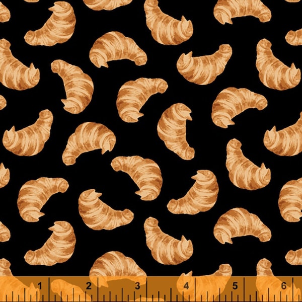 Tossed Croissant Fabric, Windham Coffee Shop 52262-2,  Baking, Food, Apron, Cooking Quilt Fabric by the Yard, 100% Cotton