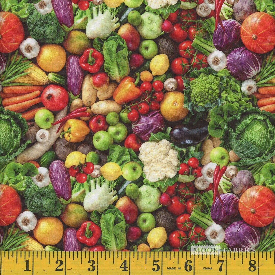 Small Realistic Vegetables Fabric Mook Fabrics 112590 Mixed Etsy