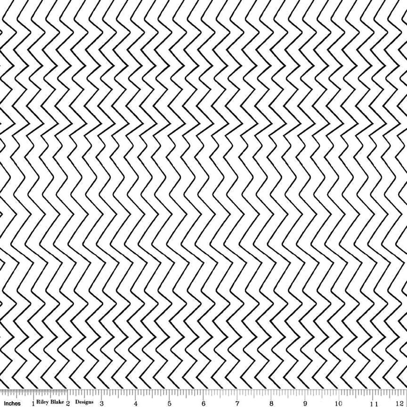 Black and White Zigzag Fabric, Riley Blake Spotted C10845 Black by Kate Blocker, Black Geometric Quilt Fabric by the Yard, 100% Cotton image 1