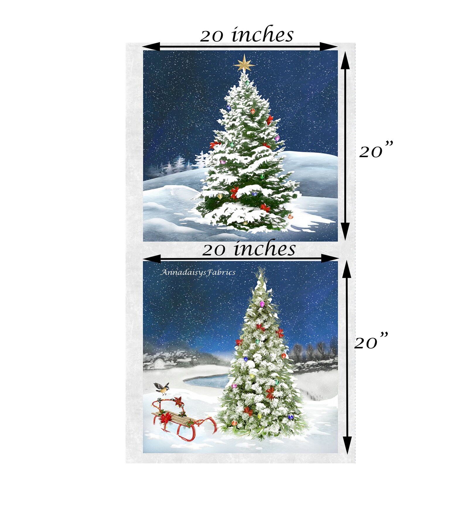 Christmas Tree Fabric Panel 2 Different Designs Clothworks Etsy