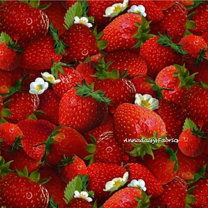 Realistic Strawberries Fabric, Elizabeths Studio Berry Good 155, Fruit Fabric, Kitchen, Apron Fabric, Food Quilt Fabric, 100% Cotton