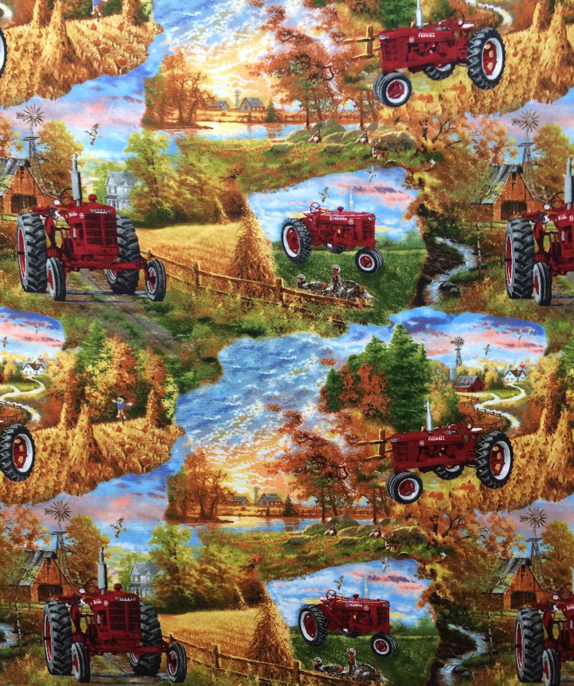 Red Tractor Fabric Print Concept Farmall Country Living 10297 Etsy