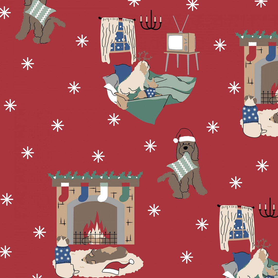 Dog Christmas Fabric, the Craft Cotton Company 2897C04 Freddie