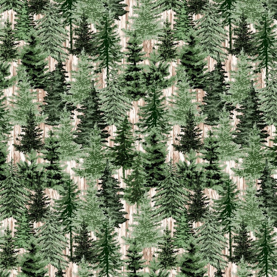 Woodland Fabric Evergreen Trees Fabric Timeless Treasures Etsy