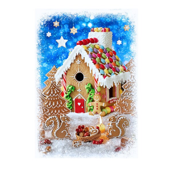 Gingerbread House Fabric Panel, Christmas Fabric Panel, Hoffman Peppermint Lane T4871, Gingerbread Quilt Fabric Panel, 100% Cotton 30"x44"