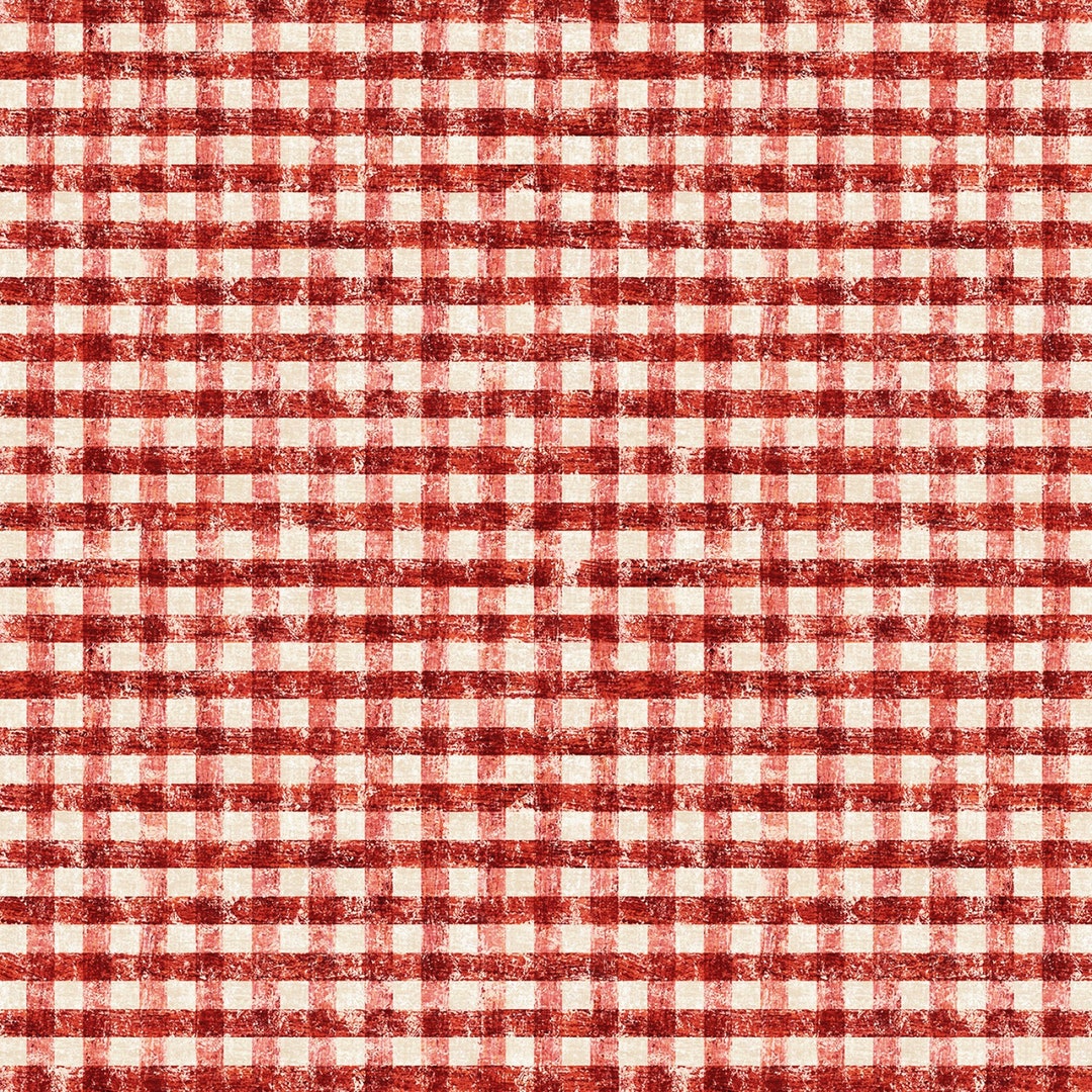 Cream and Red Check Fabric, 1/8 Checks, P & B Textiles Farm Fresh 4910