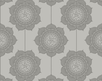 Taupe Gray Floral Fabric, Riley Blake Cottage Garden C4222 Gray, Cottage Chic Fabric, Shabby Floral Quilt Fabric, 100% Cotton