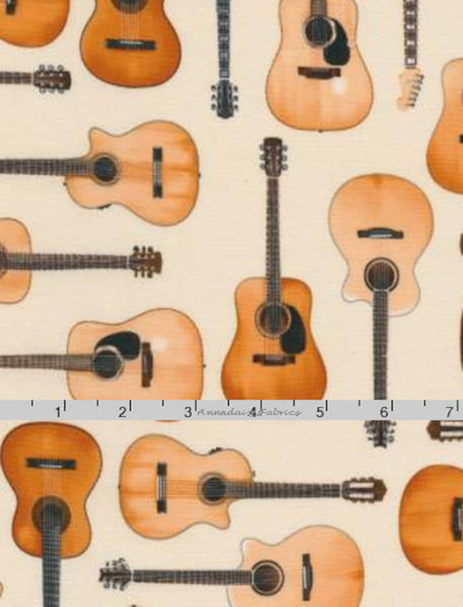 Guitar Fabric Guitar Quilt Fabric Robert Kaufman In Tune Etsy