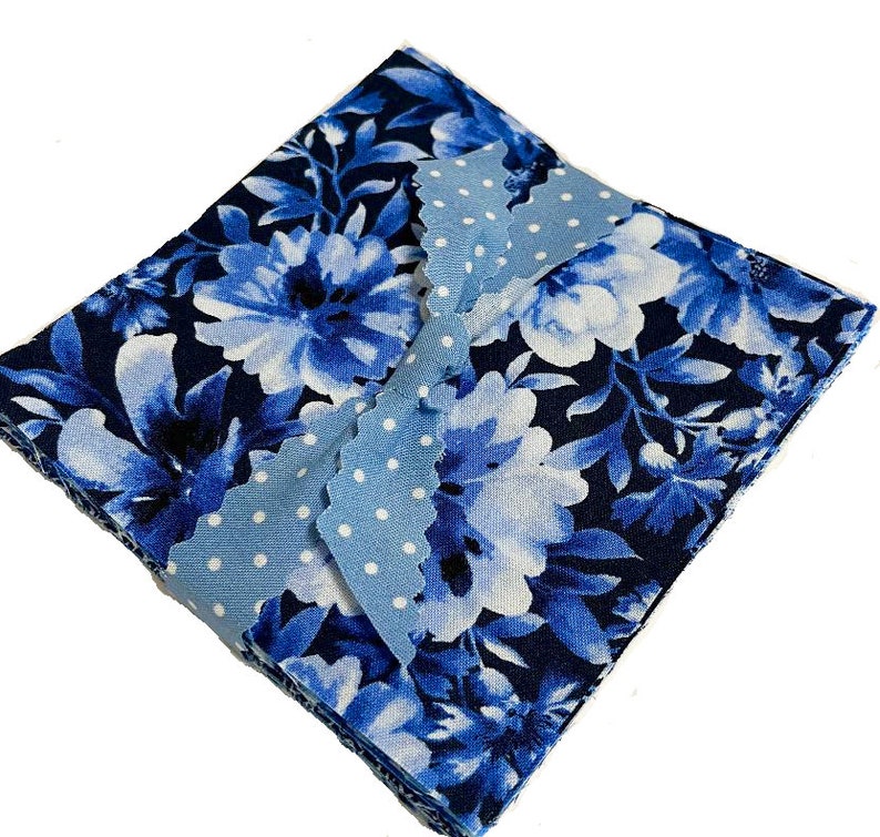 42 Different Blue Charm Squares, Blue Charm Pack, 42 Pre-Cut 5 Squares, 100% Cotton Quilt Fabric, Floral, Dots, Geometric, 5x5 image 2