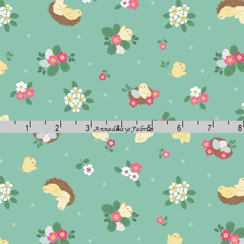 Eggs Easter Quilt Fabric by the Yard Flowers Lewis /& Irene Bunny Hop A528-3 Spring Green 100/% Cotton Baby Chicks Fabric Floral Fabric