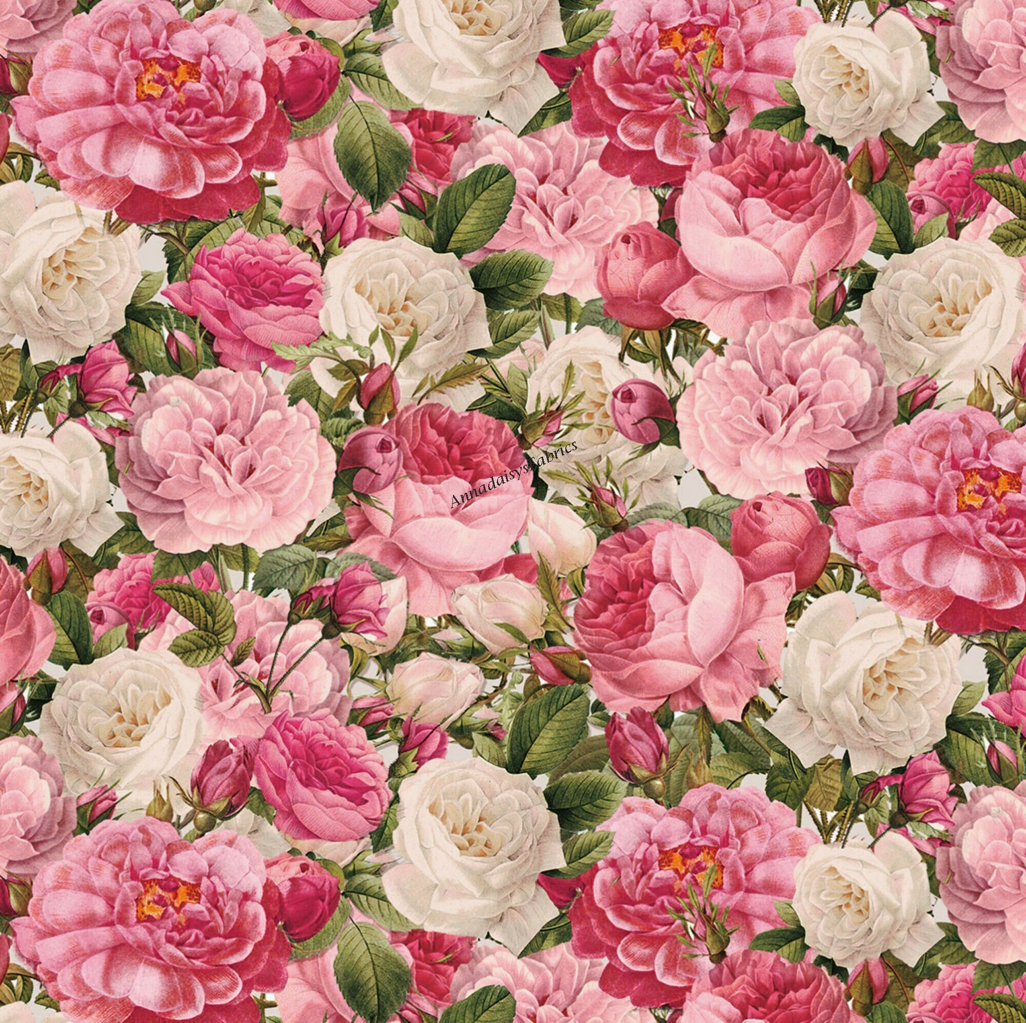 Pink Roses Quilt Fabric David Textiles CA3038 Vintage Etsy
