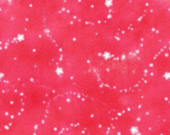 Reddish Pink Star Fabric, Studio E Fairy Garden 6744-80 Nicola Mason, Dark Pink  & White Star Quilt Fabric by the Yard, 100% Cotton