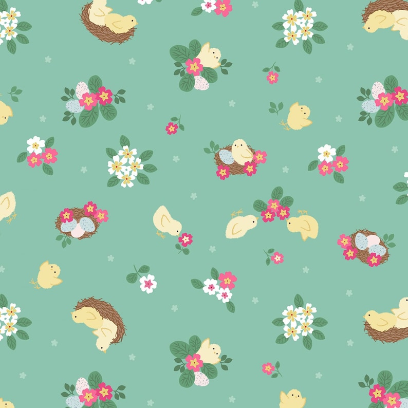 Eggs Easter Quilt Fabric by the Yard Flowers Lewis /& Irene Bunny Hop A528-3 Spring Green 100/% Cotton Baby Chicks Fabric Floral Fabric