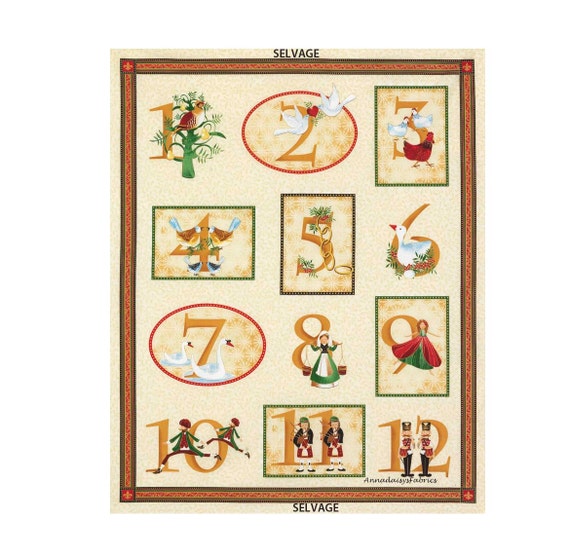 12 days of christmas fabric panel timeless treasures holiday etsy twelve days of christmas quilt