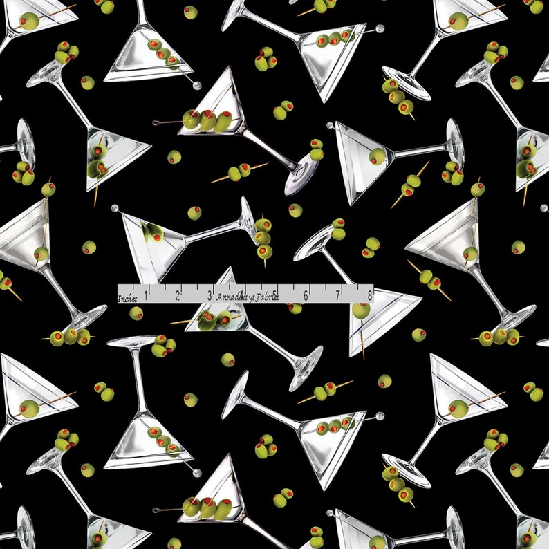 Olives & Martini Fabric Benartex Kanvas Studio Top Shelf Etsy