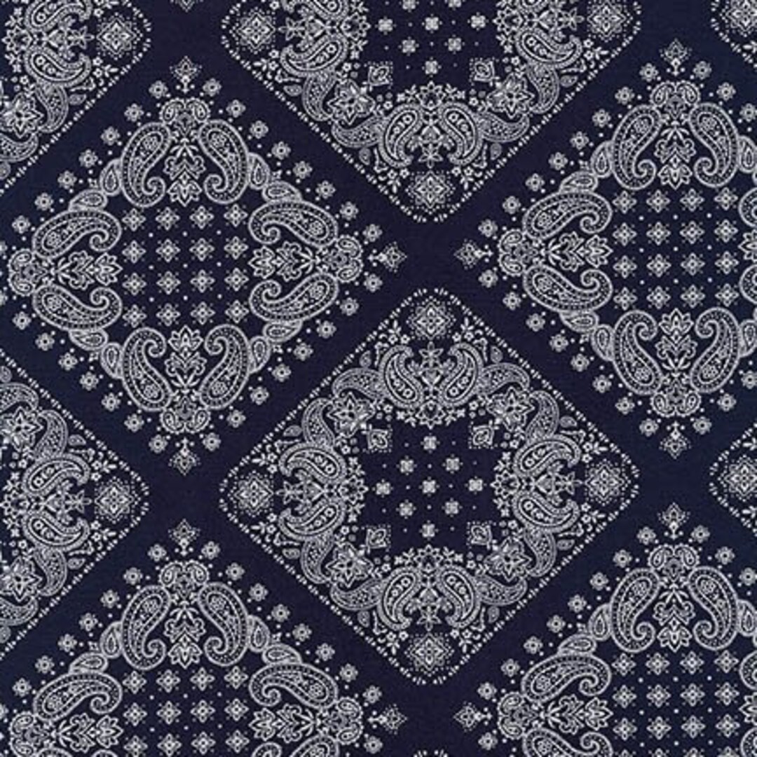 Navy Blue Bandana Fabric, Robert Kaufman Sevenberry Bandana 82103D2-4 ...