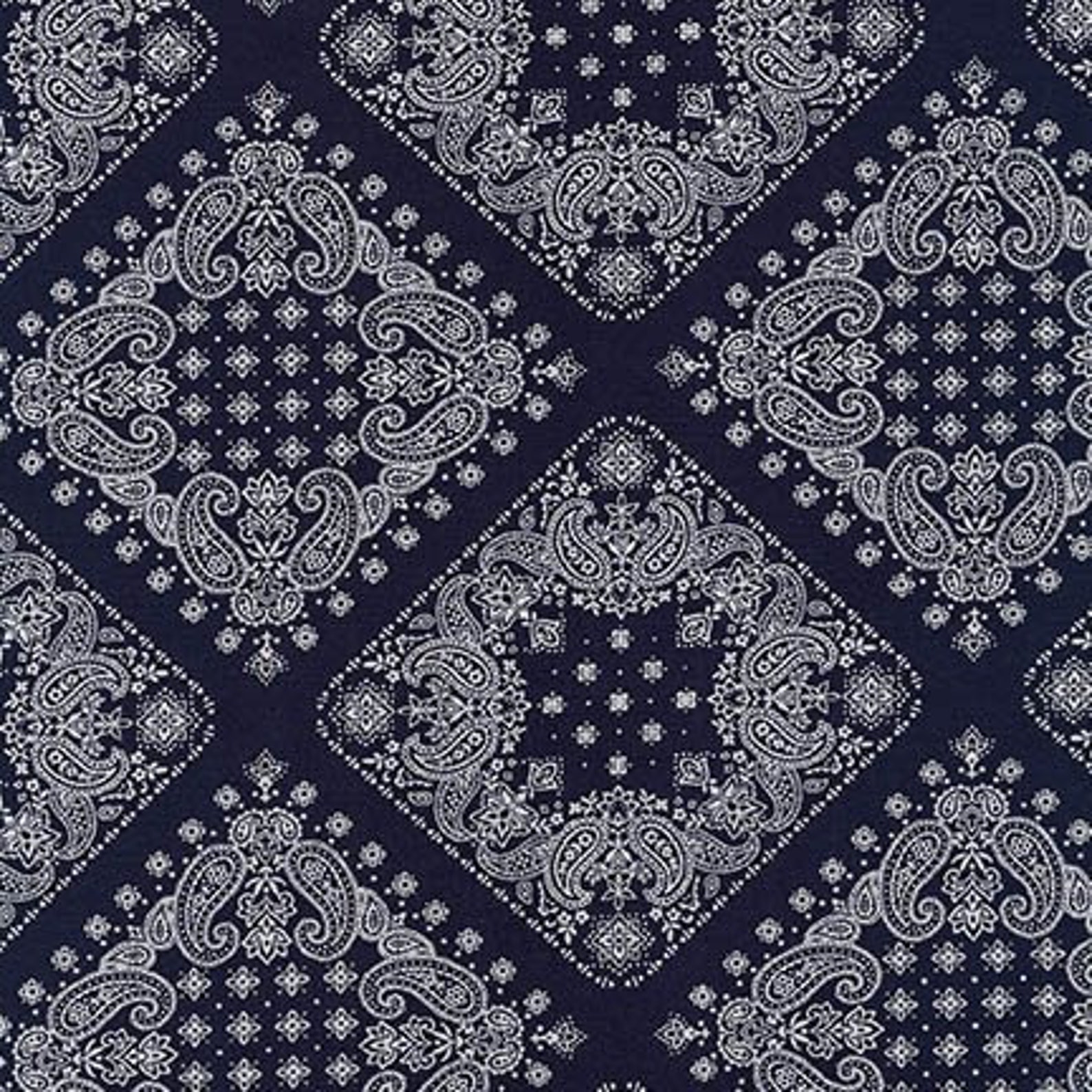 Navy Blue Bandana Fabric Robert Kaufman Sevenberry Bandana - Etsy