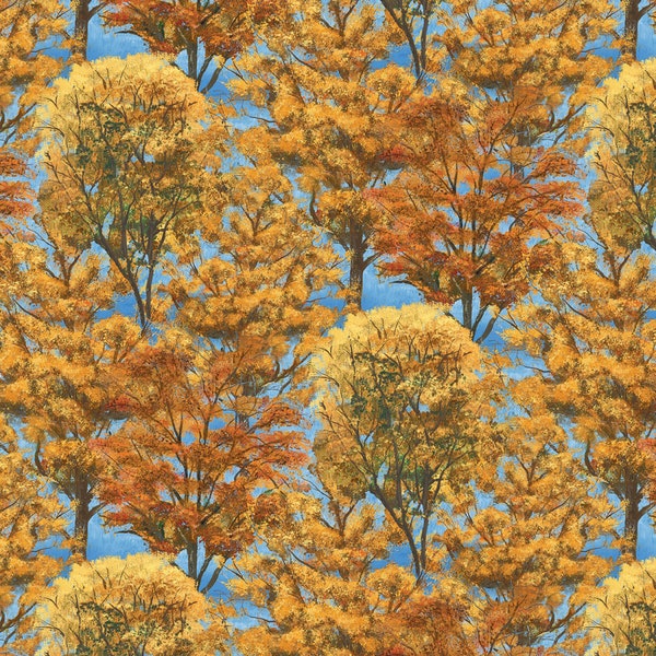 Fall Trees Fabric, Wilmington Prints Autumn Grove 72267, Fall Woodland Fabric, Tree Quilt Fabric, Landscape Quilt Fabric, 100% Cotton