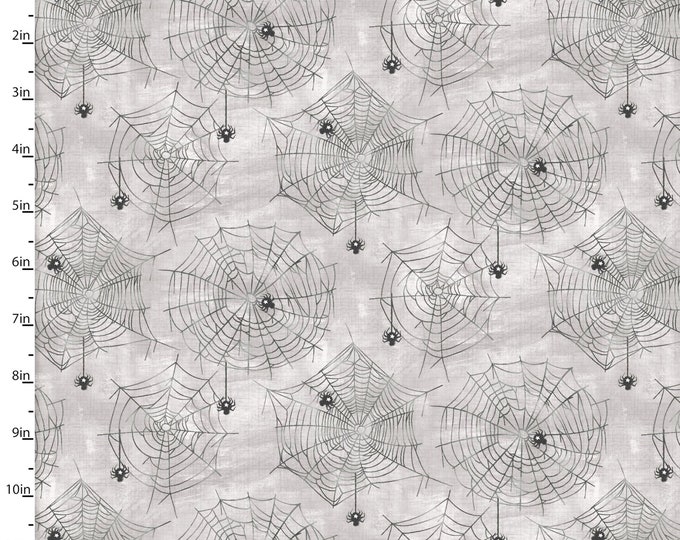 Gray Spider  Fabric, 3 Wishes Fabrics Boo Y'all 19562, Courtney