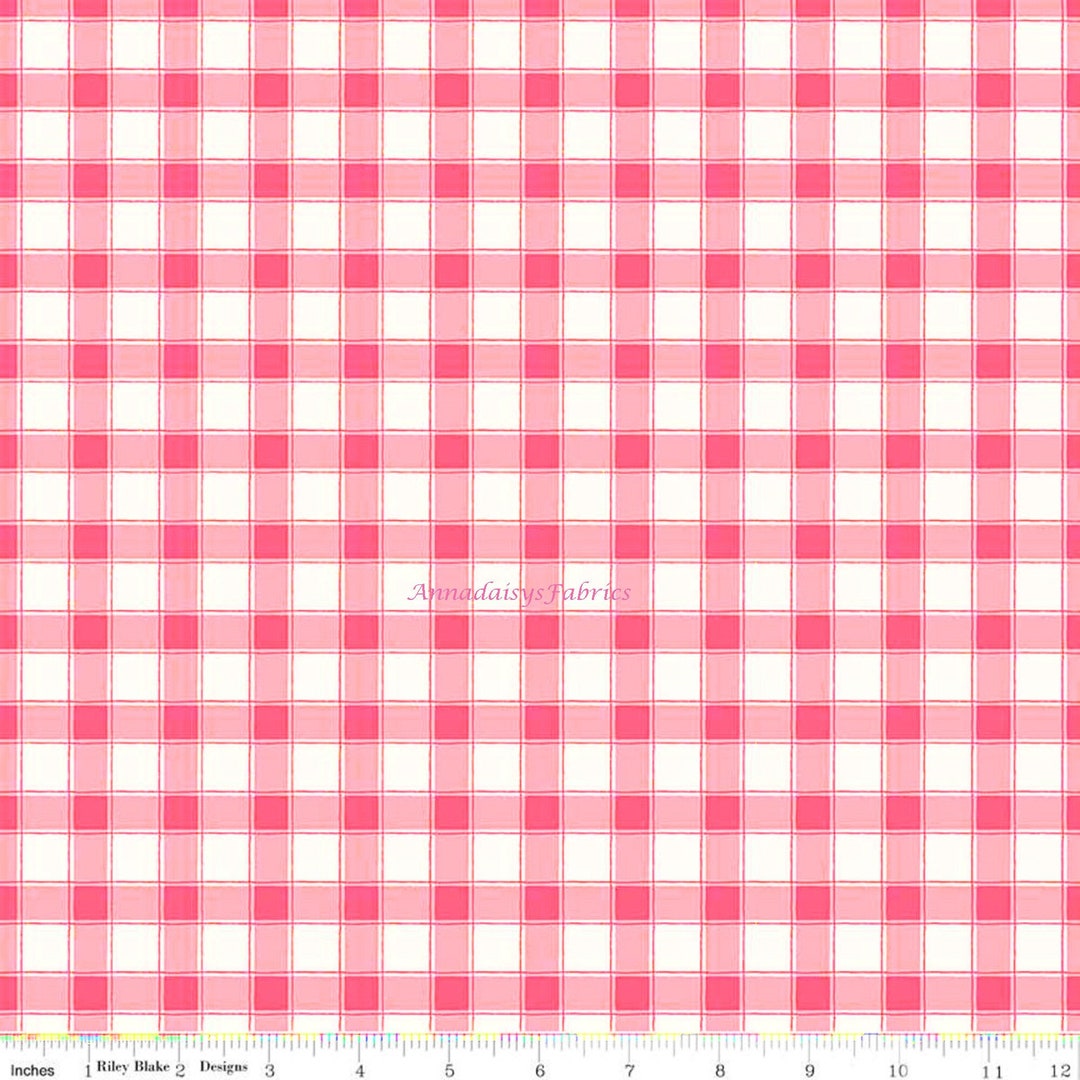 Pink Plaid Fabric, Riley Blake Hope in Bloom C11024 Hot Pink, Katherine