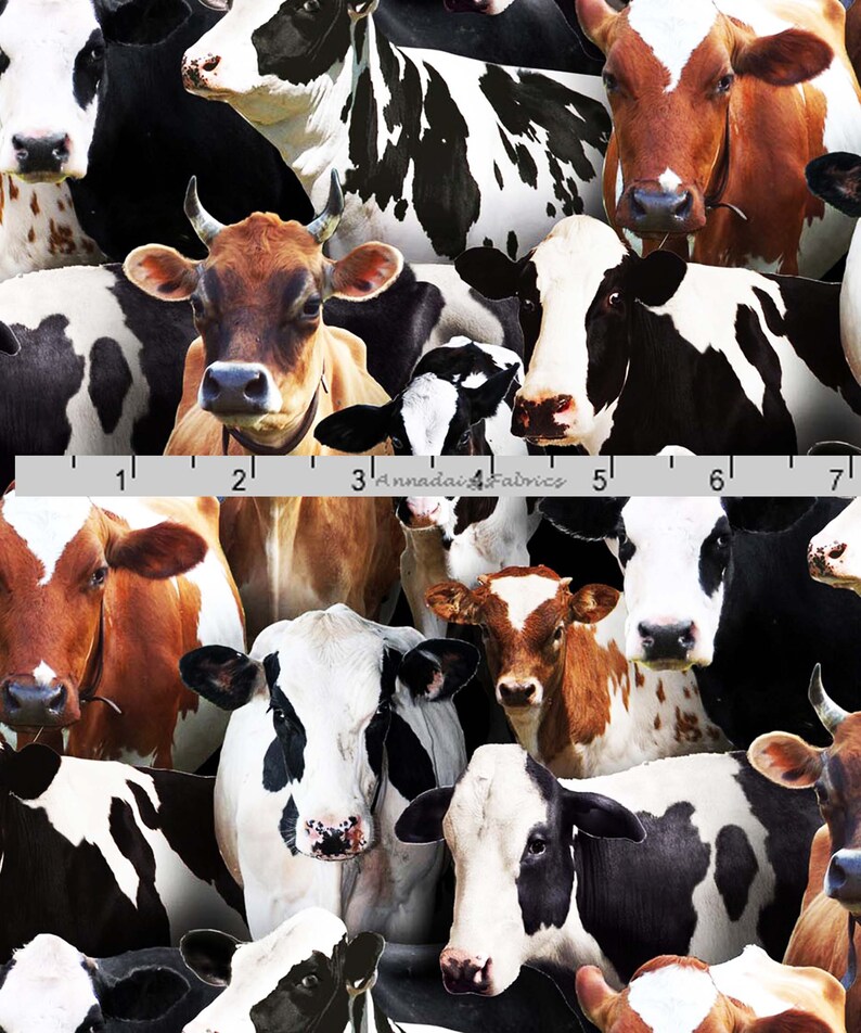 Dairy Cow Fabric Farm Fabric Elizabeths Studio Farm Animals Etsy