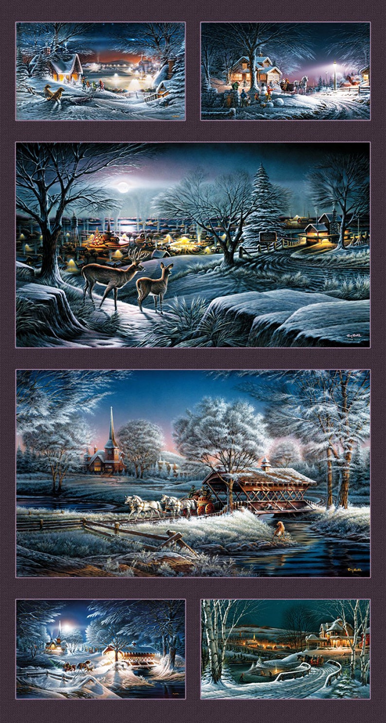 Winter Country Scene Fabric Panel Benartex Evening Frost Etsy