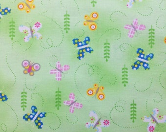 Colorful Butterflies Fabric, Benartex Kanvas Studio Hippity Hoppity 9763-04, Easter, Spring Butterfly Quilt Fabric by the Yard, 100% Cotton