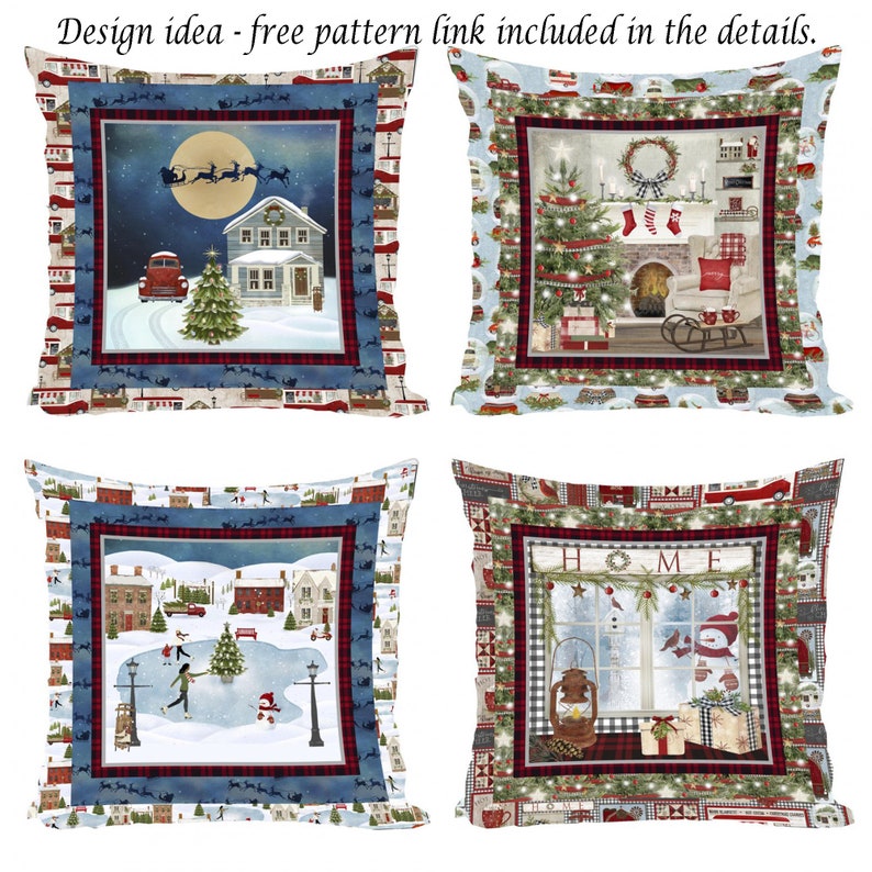 Rustic Christmas Fabric Panel Pillow Fabric 3 Wishes A Etsy
