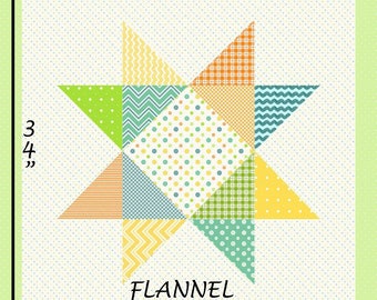 Flannel Star Baby Quilt Fabric Panel, Henry Glass Ric Rac Paddywack, Kim Diehl 6465P 66, Baby Boy Cheater Flannel Quilt Panel, Cotton Flanel