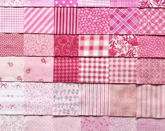 All Pink Charm Squares, 42 Pre-Cut 5 Inch Squares, 100% Cotton Quilt Fabric,  5"x5" Squares