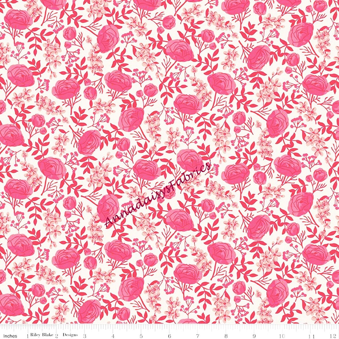 Pink Floral Fabric, Riley Blake Hope in Bloom C11021 Hot Pink ...