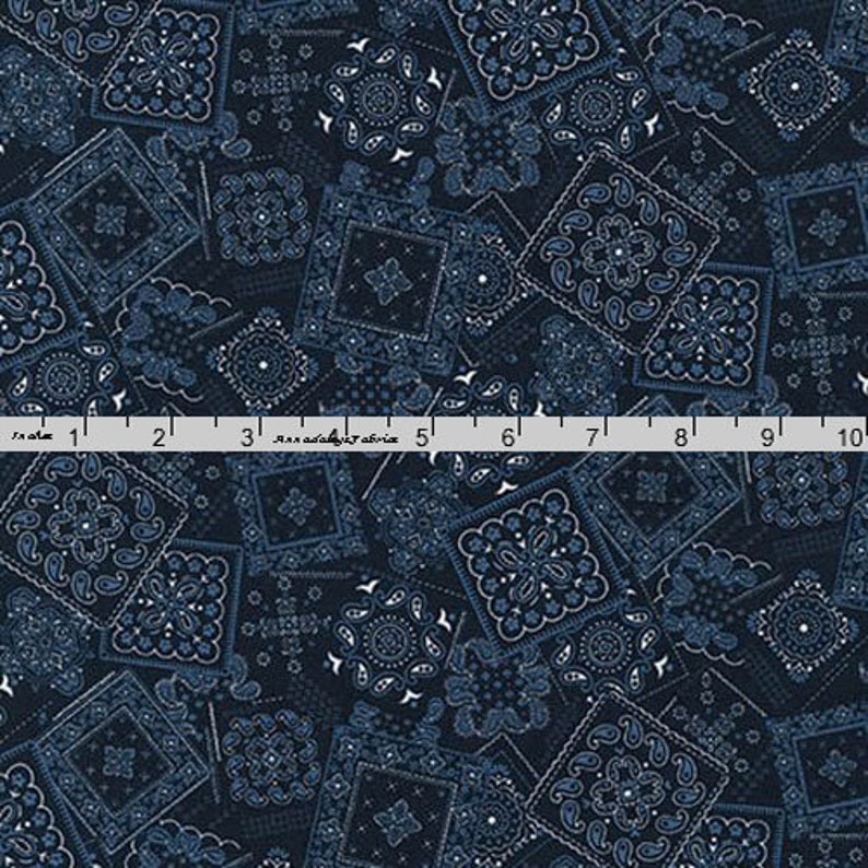 Navy Blue Bandana Fabric Robert Kaufman Sevenberry Bandana Etsy