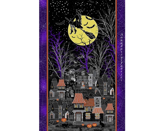 Glow in the Dark Halloween Fabric Panel, Benartex Kanvas Studio