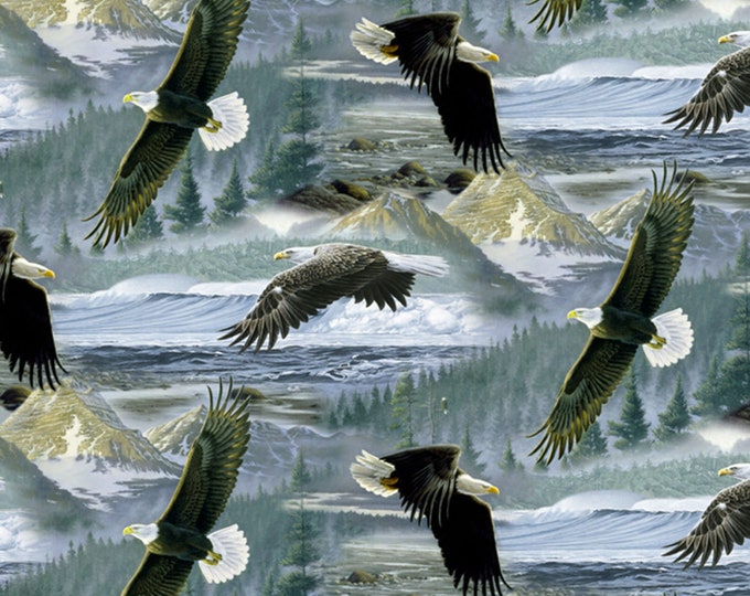 Bald Eagle Fabric, Wilderness, David Textiles 3269 Ron Parker, Wilhelm