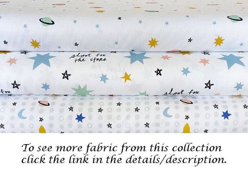 Space Fabric, Rockets, Stars, Moon, Paintbrush Studio Shoot for the Stars 22305, Space Quilt Fabric by the Yard, 100% Cotton image 3