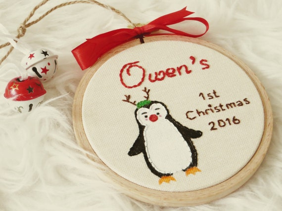 baby's first christmas penguin ornament