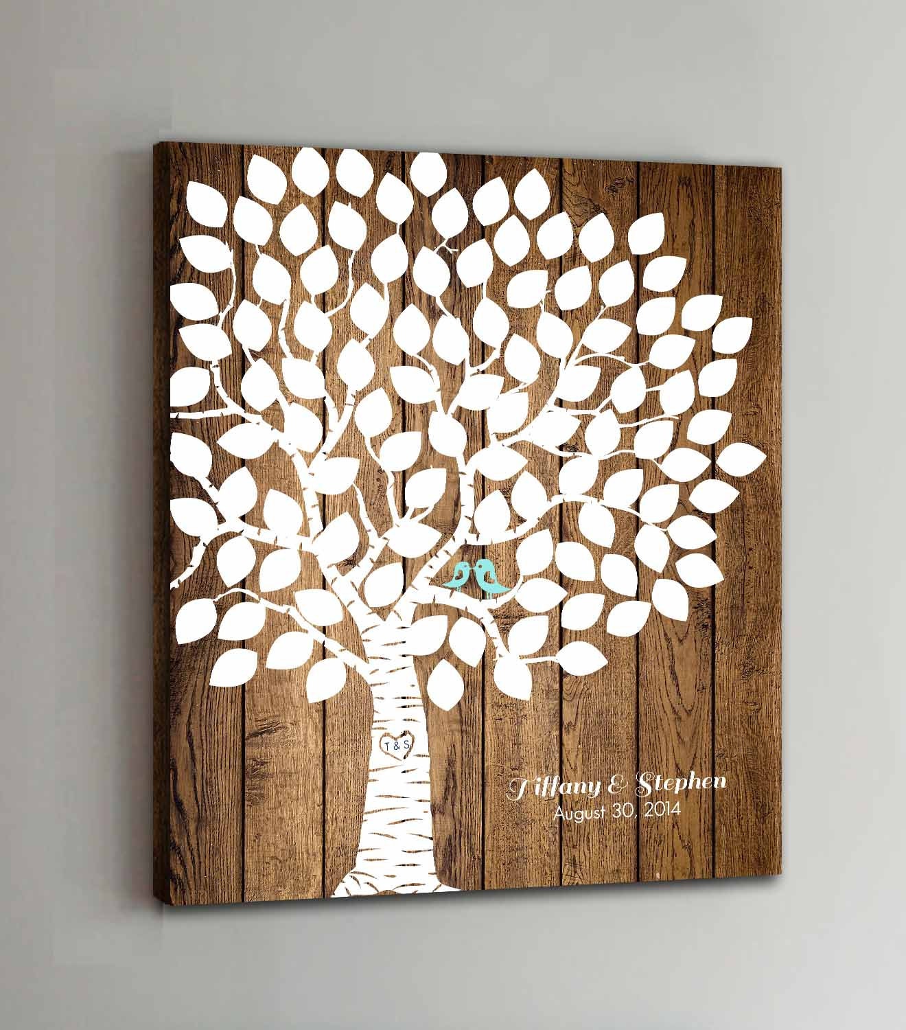 100 Guest CANVAS Wedding Guest Book Wood Wedding Tree Wedding Etsy