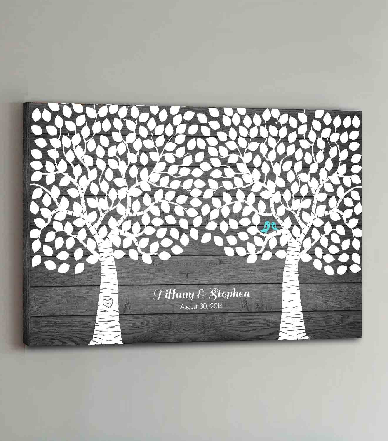 300 Guest CANVAS Wedding Guest Book Rustic Wood Two Double Etsy