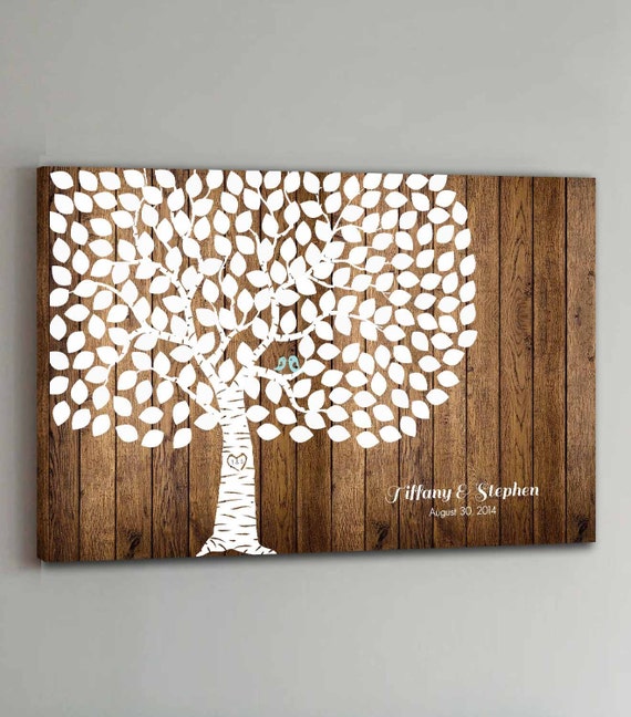150 Guest CANVAS Wedding Guest Book Wood Wedding Tree Wedding Etsy