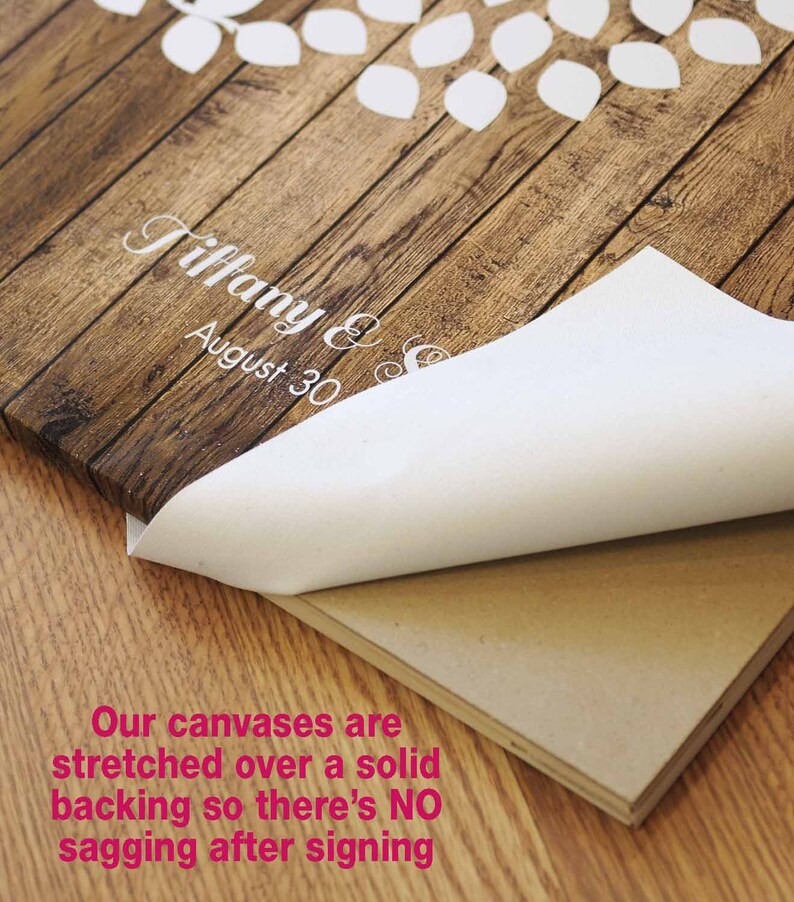 75 Guest CANVAS Wedding Guest Book Wood Wedding Tree Wedding Etsy