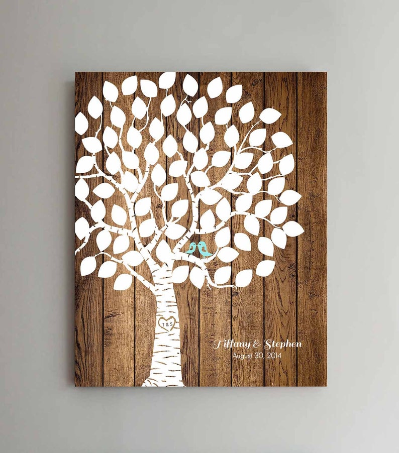 75 Guest CANVAS Wedding Guest Book Wood Wedding Tree Wedding Etsy