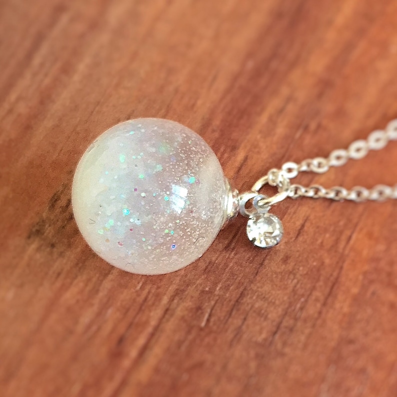 Afterglow Light Blue Diamond Noctilucent Snow flakes Glass Ball Necklace Terrarium Orb Pendant Prism Charm Magic ball Bling Bling