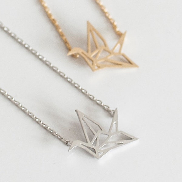 Origami Grúa - joyas - plata - oro - Dogeared collar
